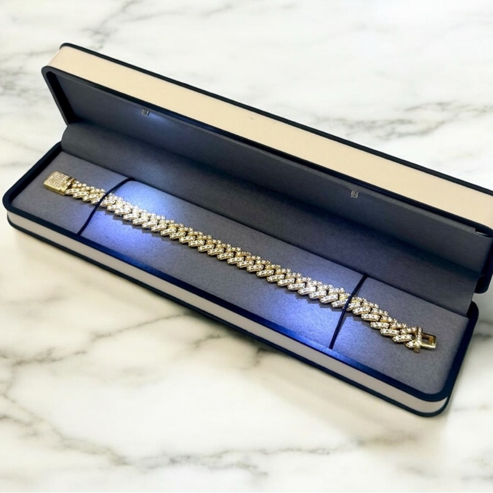 18k Gold Plated, 9.90CTW Moissanite Miami Cuban Bracelet